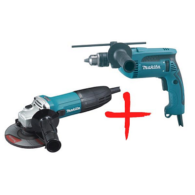 Шлифмашина угловая Makita GA5030 + дрель ударная Makita HP1640