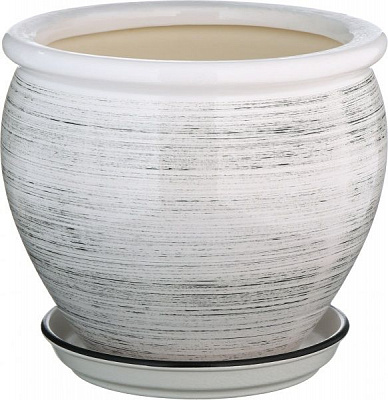 Горшок керамический Ориана-Запорожкерамика Вьетнам №2 глянец круглый 10,5л бело-черный (011-2-123) 