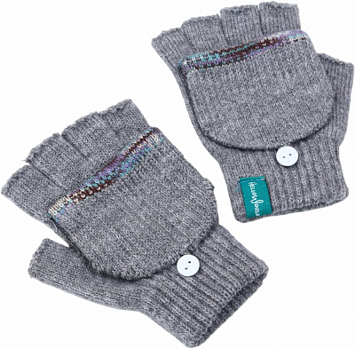 Рукавицы HW без пальчиков с откидной перчаткой для девочек р.12-14 /серый