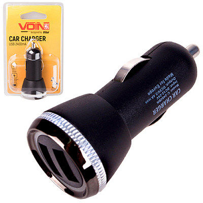 Автомобильное зарядное устройство PULSO C-2402BK 2USB (12/24V – 5V 2,4A)