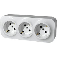 Розетка тройная с заземлением Legrand Quteo 3x2К+З со шторками белый 782218