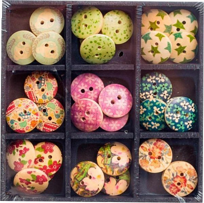 Декоративный элемент пуговиц для творчества дерево, 18мм, 9 ци 1 комплектов 36 шт. Santi