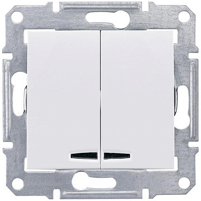 Выключатель двухклавишный Schneider Electric Sedna с подсветкой 10 А 250В IP20 белый