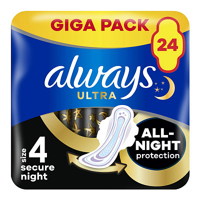 Прокладки гигиенические Always Ultra Secure Night размер 4 24 шт.
