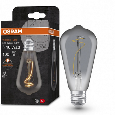 Лампа светодиодная Osram Vintage FIL Edisson 818 SM 3,4 Вт прозрачная E27 220 В 1800 К 