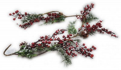 Гірлянда декоративна для дому 1,3м з хвоєю, ягодами та шишками