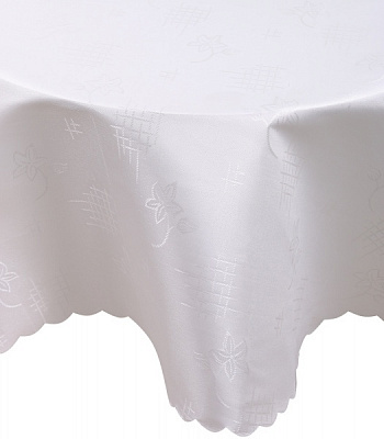Скатерть Dertsiz овальная жаккард 160x220 см кремовый Karna 