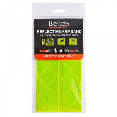 Повязка нарукавная светоотражающая Beltex M-size 35-40 см желтая