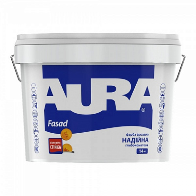 Фарба фасадна акрилова водоемульсійна Aura Fasad мат Білий 14 кг