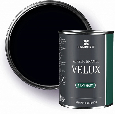Эмаль акриловая Kompozit VELUX 150 чорна шелковистый мат 0,75л
