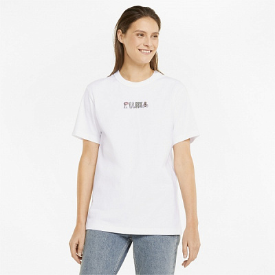 Футболка Puma Downtown Relaxed Graphic Tee 53357902 р.XS белый