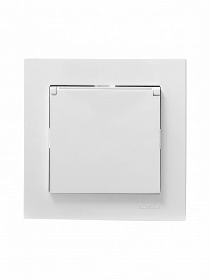 Розетка з кришкою 1 із заземленням Lezard Vesna IP20 білий 742-0288-123B