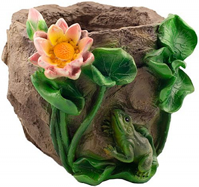 Кашпо декоративное Decoline Лягушка с лилиями