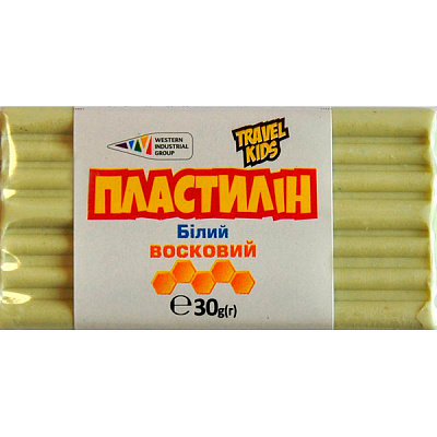 Пластилин восковой белый TRAVEL KIDS 30 г Western Industrial Group