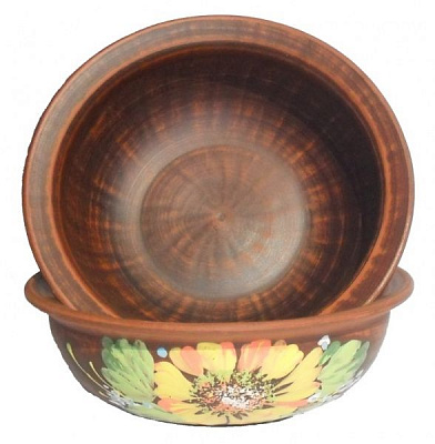 Тарілка супова глиняна Соняшник 17,7 см/700 мл Український гончарний посуд