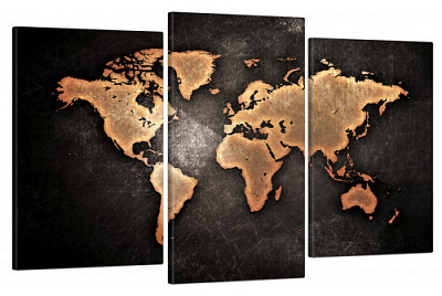 Картина модульная Картина модульна 3 частини Карта світу МК 30044 100x53 см ЕО232 