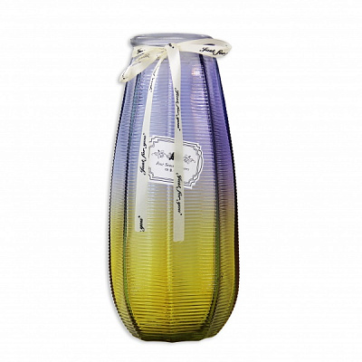 Ваза стеклянная Crystal Alnita 26,5 см желто-синяя 