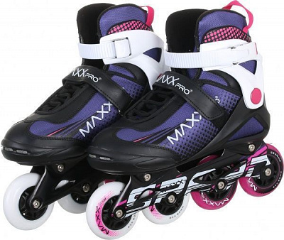Роликові ковзани MaxxPro YX-0119-6ZW р. 36 чорно-рожево-білий