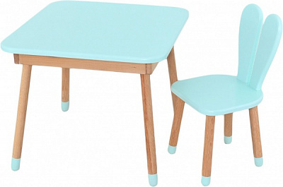 Комплект стіл і стілець ArinWOOD Зайчик Table з ящиком бірюзовий 04025