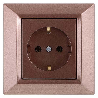 Розетка одинарна з заземленням Underprice Vesta коричневий металік