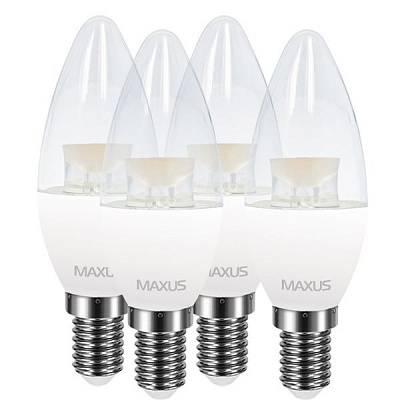 Лампа LED Maxus С37 CL-C Е14 4 Вт 3000K 4 шт
