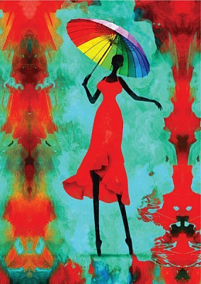 Постер Девушка с зонтом вертикальная Posterclub 