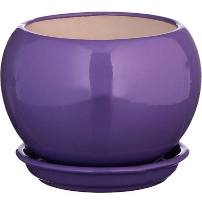 Горшок цветочный Ориана-Запорожкерамика Шар 1.4 л сиреневый глянцевый 