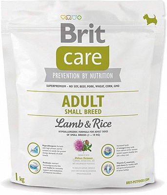Корм Brit Care Adult Small Breed для собак малих порід з ягнятиною та рисом, 1кг, 132708