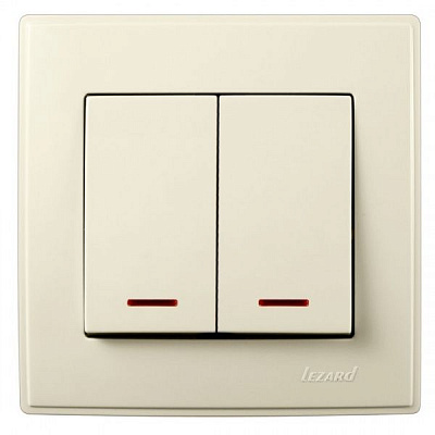 Вимикач двоклавішний Lezard Lesya з підсвіткою 10 А 250В кремовий 705-0303-112