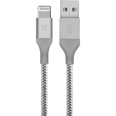 Кабель Promate Lightning Cable-LTF Silver 1.2 м