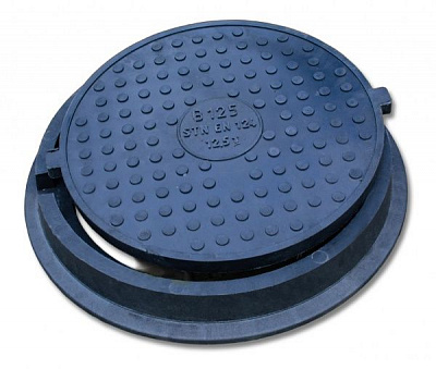 Люк каналізаційний ПОЛІМЕР-ТЕХБУД 770 мм 12,5 т без замка чорний