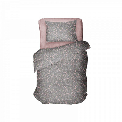 Комплект постельного белья Super Flowers 1,5 розовый с серым La Nuit 