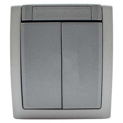 Выключатель двойной Viko Pacific IP45 серый