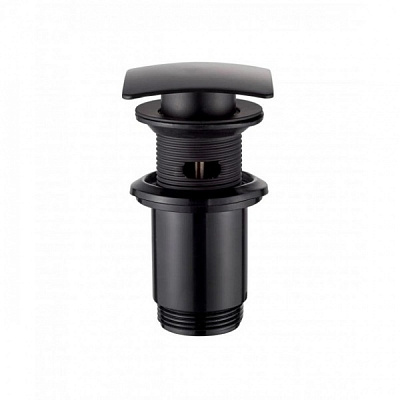 Донний клапан Invena для умивальника з переливом чорний квадрат Click-clack SC-B1-139