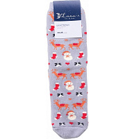 Шкарпетки жіночі Luna махрові Сніговик та олені р. 23-25 сірий 