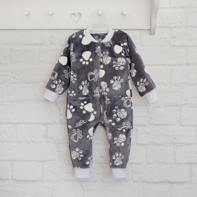 Ромпер для хлопчика Blanka Лапки р.80 сірий 110334