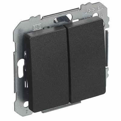 Выключатель проходной двухклавишный Siemens Line без подсветки карбон 5TG62701CM00