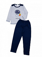 Пижама для мальчиков Luna Kids Космонавт на ракете р.80-86 серый с синим 0049 