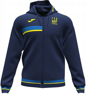 Джемпер формы сборной Украины 2021 Joma FED. FUTBOL UCRANIA ZIP-UP HOODIE AT102378A339 р. 2XL темно-синий