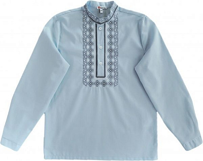 Вишиванка для хлопчиків Едельвіка 205-20/00 з сірою вишивкою р.146 блакитний