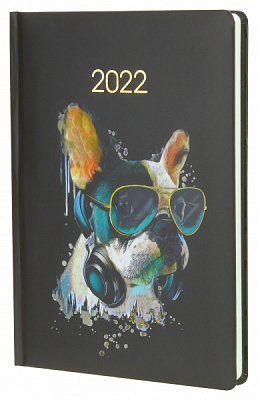 Щоденник датований Бульдог в окулярах Economix A5 2022 E21838