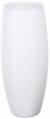 Ваза стеклянная Soft бочка 25 см белая 