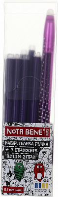 Набор ручек гелевых Nota Bene пиши-сотри + 9 стержней 0,5 мм фиолетовый