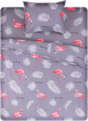 Комплект постільної білизни Flamingo 1,5 сірий із рожевим UP! (Underprice)