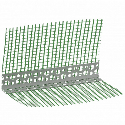 Кутник ПВХ фасадний перфорований з сіткою ШТУКАТУР 100х100 мм 2,5 м 160г/м2