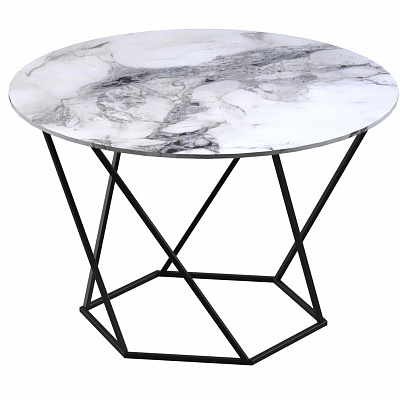 Стол журнальный Aqua Rodos Лінт LOREAL BLUE 450мм черный/мрамор светлый