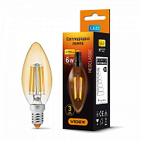 Лампа світлодіодна Videx FIL C37 6 Вт E14 2200 К 220 В жовта 25795 