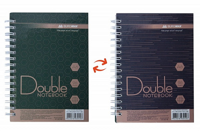 Книга для записей Double А6 96 лист. клетка зеленый/коричневый Buromax