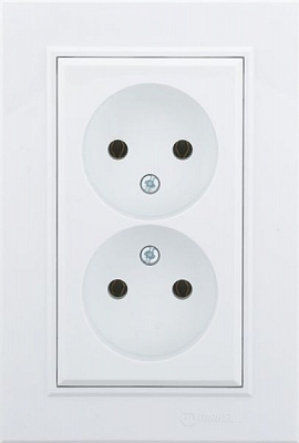 Розетка подвійна без заземлення Makel Karea без шторок без кришки білий