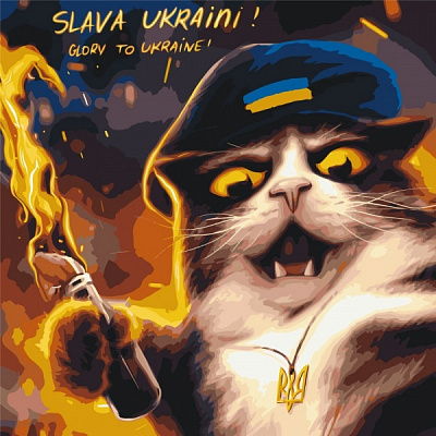 Картина за номерами Котик повстанець ©Маріанна Пащук PBS53120M 50х50 см Brushme